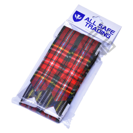 New Scottish Black Stewart Tartan Kilt Flashes (Pair)