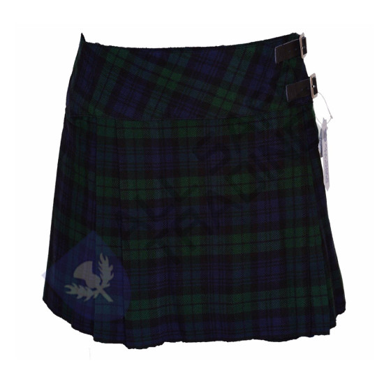 Women's 16'' Black Watch Tartan Pleated Billie Kilt Skirt