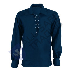 Scottish Navy Blue Ghillie  Jacobite Jacobean Shirt