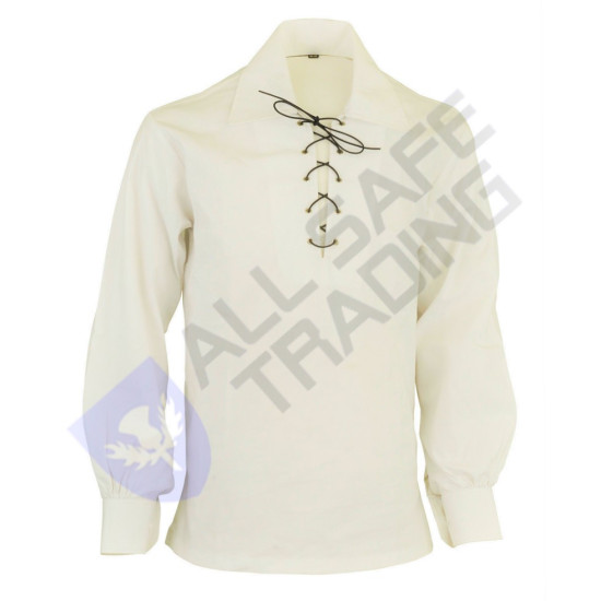 Scottish Off White Ghillie  Jacobite Jacobean Shirt