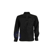 Scottish Boys Ghillie Kilt Shirt Black Jacobite Jacobean Shirt