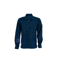 Scottish Boys Ghillie Kilt Shirt Blue Jacobite Jacobean Shirt