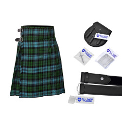 Men's Scottish 6 Piece Casual Kilt Outfit with Sporran, Campbell Ancient Tartan Kilt