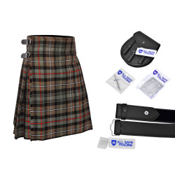 Men's Scottish 6 Piece Casual Kilt Outfit with Sporran, Mackenzie Weathered Tartan Kilt