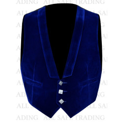 Scottish Blue  Velvet Prince Charlie Kilt Jacket With Waistcoat