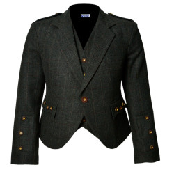 Scottish Tweed Argyle Kilt Jacket With Waistcoat/Vest - Sizes 36"- 54"