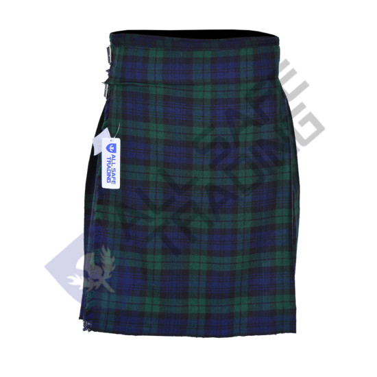 Men's Scottish 6 Piece Casual Kilt Outfit with Sporran, Black Watch Tartan Kilt