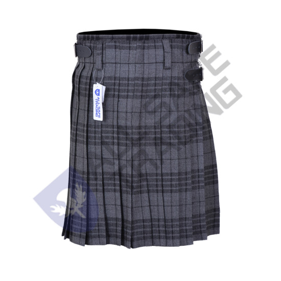 Men's Scottish 6 Piece Casual Kilt Outfit with Sporran, Grey Tartan Kilt