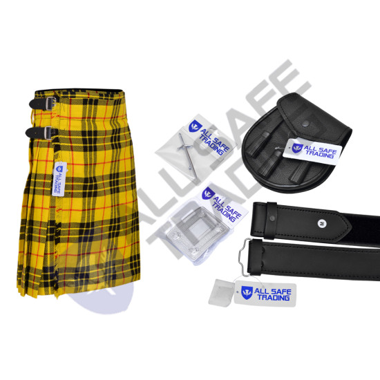 Men's Scottish 6 Piece Casual Kilt Outfit with Sporran, Macleod of Lewis Tartan Kilt