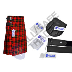 Men's Scottish 6 Piece Casual Kilt Outfit with Sporran, Wallace Tartan Kilt