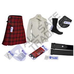Scottish Men's 9 Piece 8 Yards Kilt Outfit, Macdonald Tartan Kilt