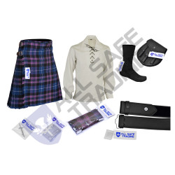 Scottish Men's 9 Piece 8 Yards Kilt Outfit, Pride of Scotland Tartan Kilt